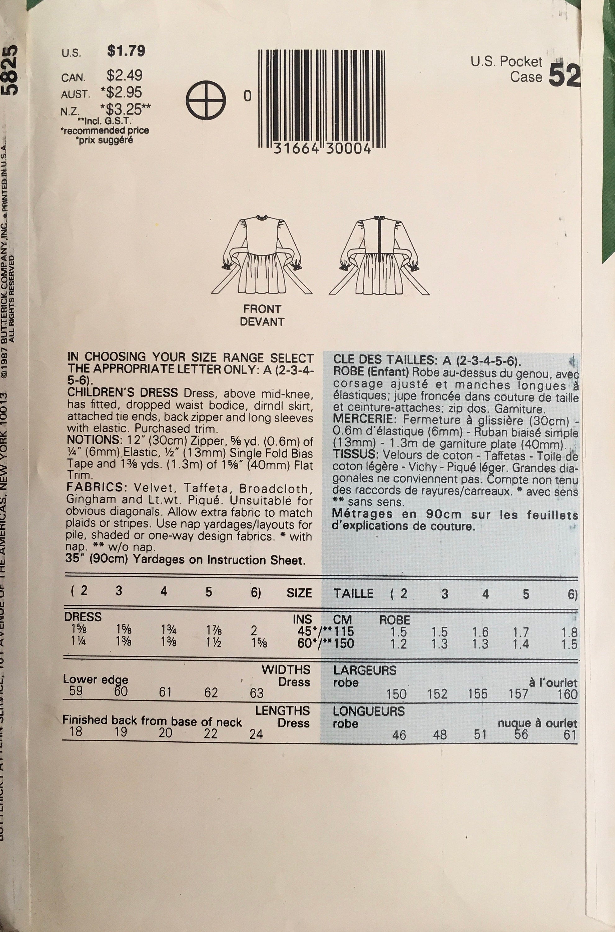 See &amp; Sew 5825 Sewing Pattern (Vintage) CUT