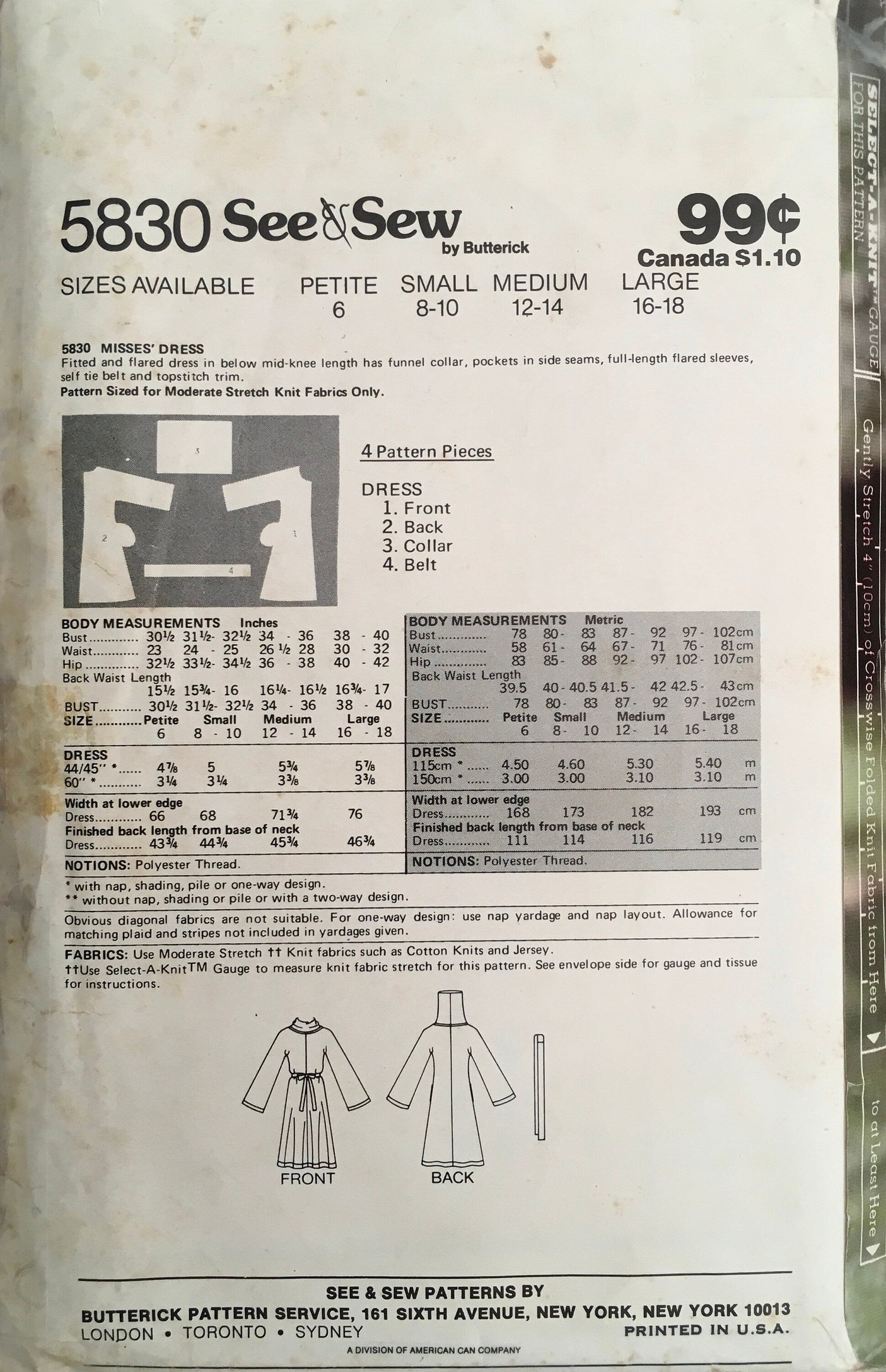 See &amp; Sew 5830 Sewing Pattern (Vintage) CUT