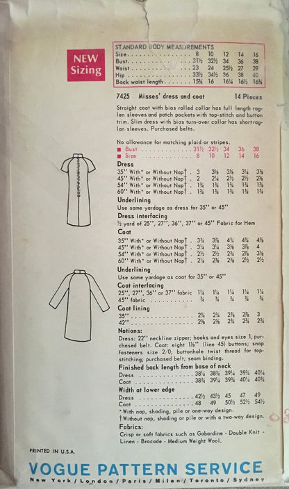 Vogue 7425 Sewing Pattern (Vintage) CUT
