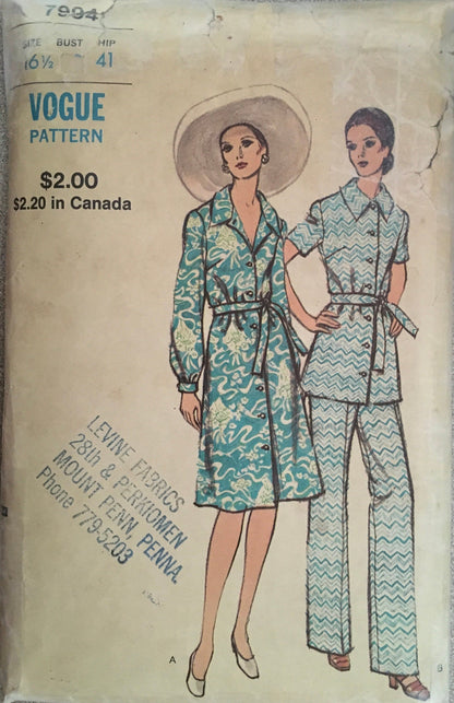 Vogue 7994 Sewing Pattern (Vintage) CUT