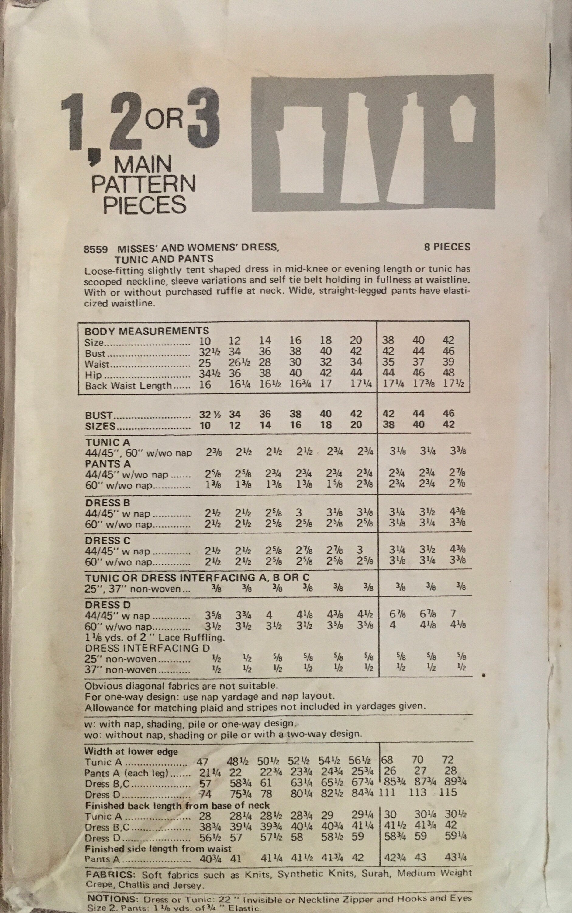Vogue 8559 Sewing Pattern (Vintage) CUT