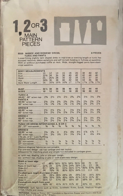 Vogue 8559 Sewing Pattern (Vintage) CUT