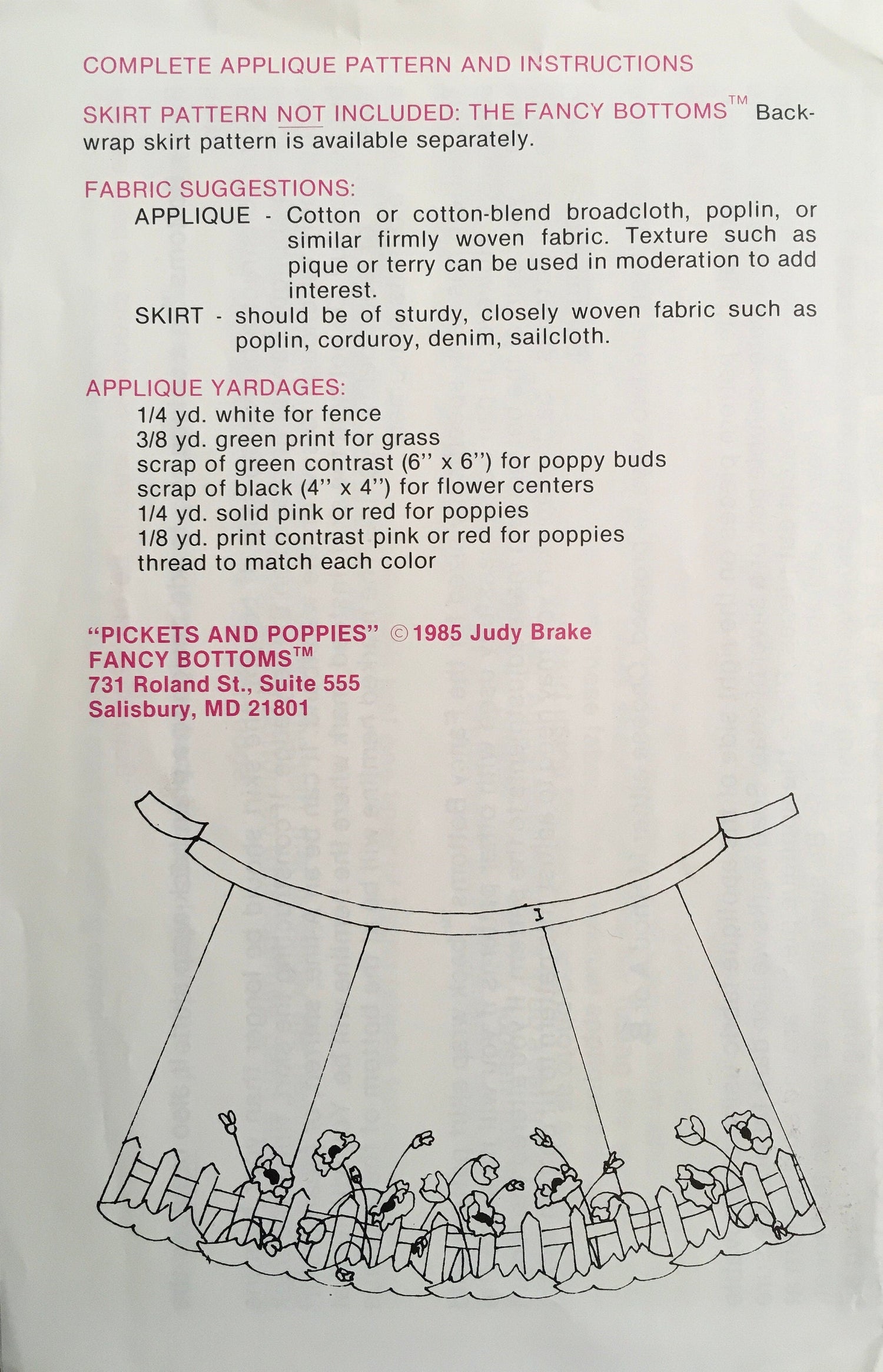 Fancy Bottoms Sewing and 2 Appliqué Patterns (Vintage) CUT