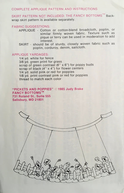 Fancy Bottoms Sewing and 2 Appliqué Patterns (Vintage) CUT