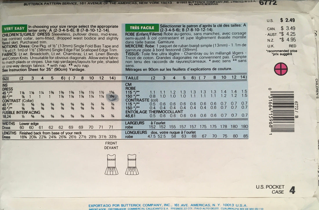 See &amp; Sew 6772 Sewing Pattern (Vintage) CUT