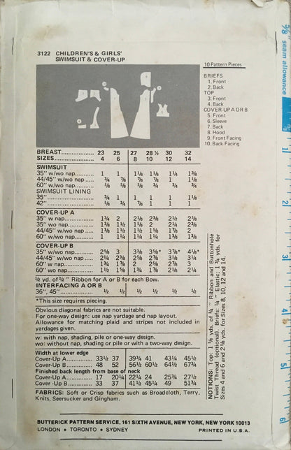 Butterick 3122 Sewing Pattern (Vintage) CUT