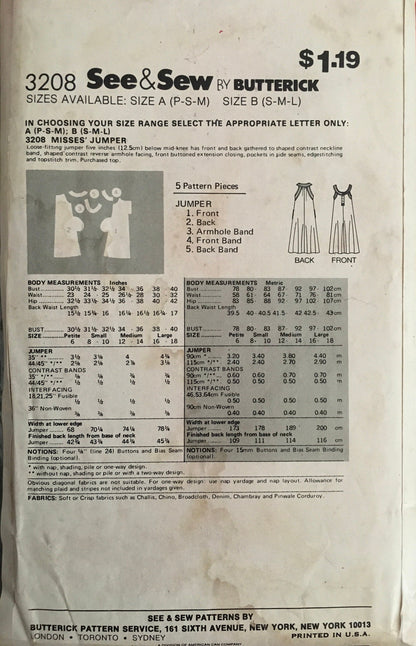 See &amp; Sew 3208 Sewing Pattern (Vintage) CUT