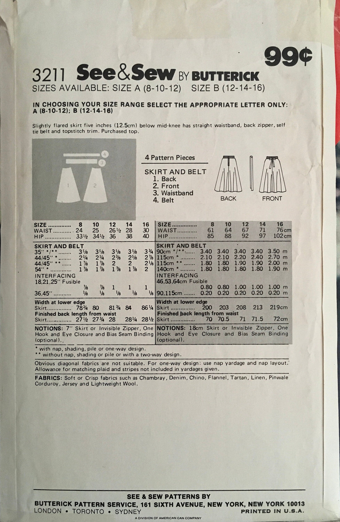 See &amp; Sew 3211 Sewing Pattern (Vintage) CUT