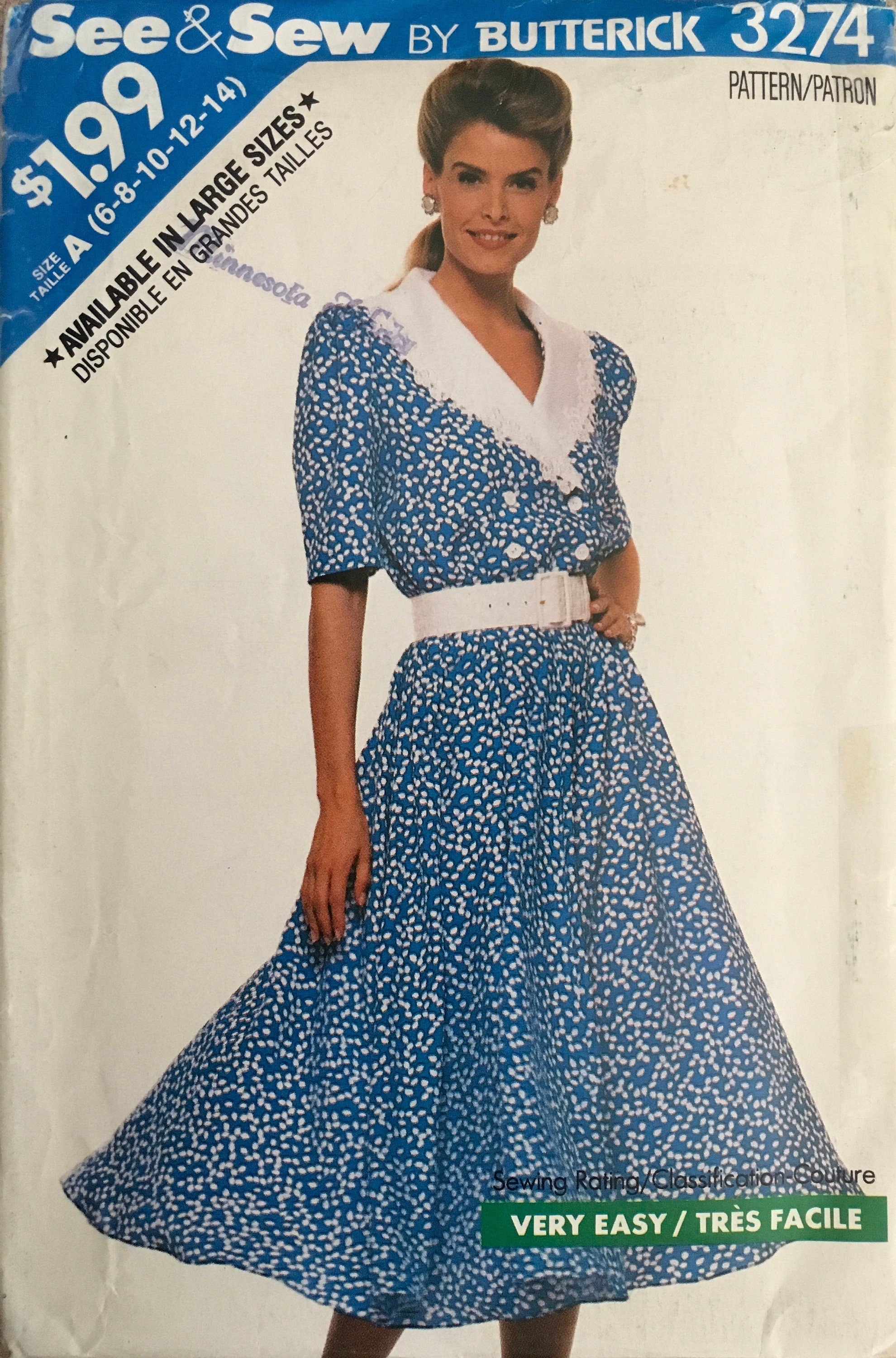 See &amp; Sew 3274 Sewing Pattern (Vintage) UNCUT