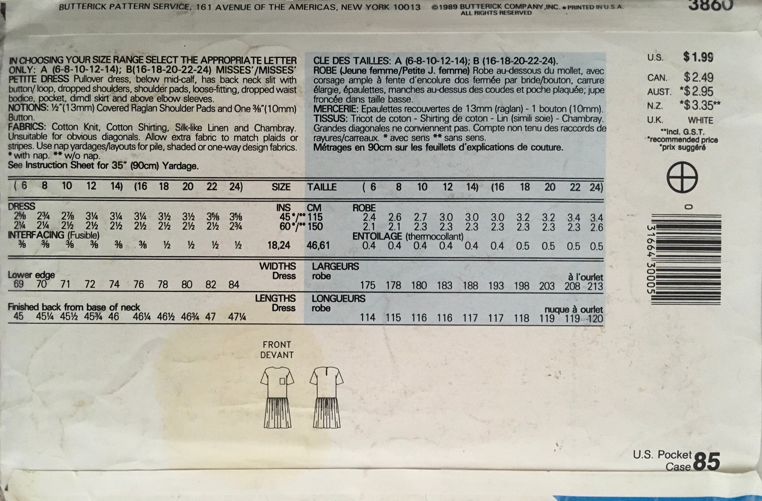 See &amp; Sew 3860 Sewing Pattern (Vintage) UNCUT