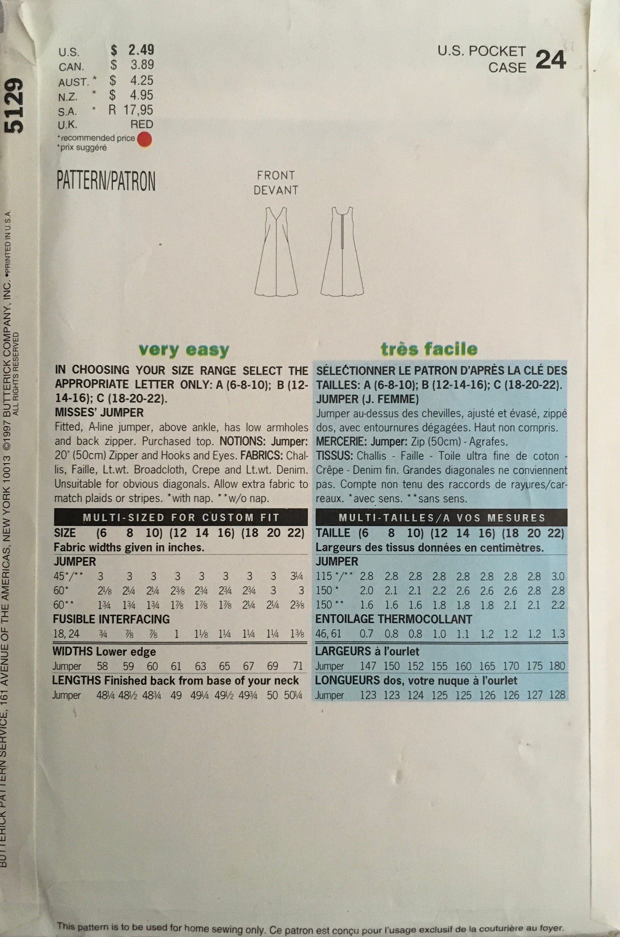 See &amp; Sew 5129 Sewing Pattern (Vintage) CUT