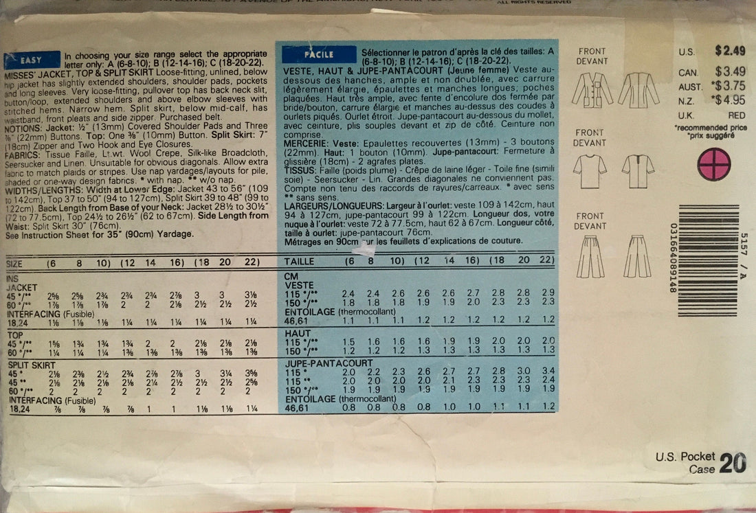 See &amp; Sew 5157 Sewing Pattern (Vintage) CUT