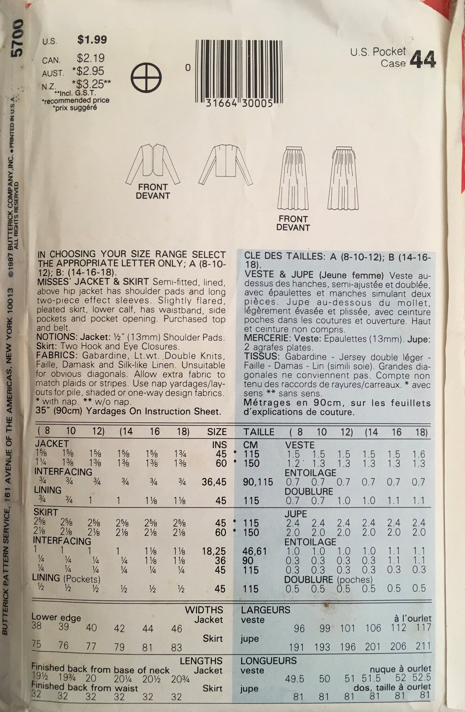 See &amp; Sew 5700 Sewing Pattern (Vintage) UNCUT/CUT