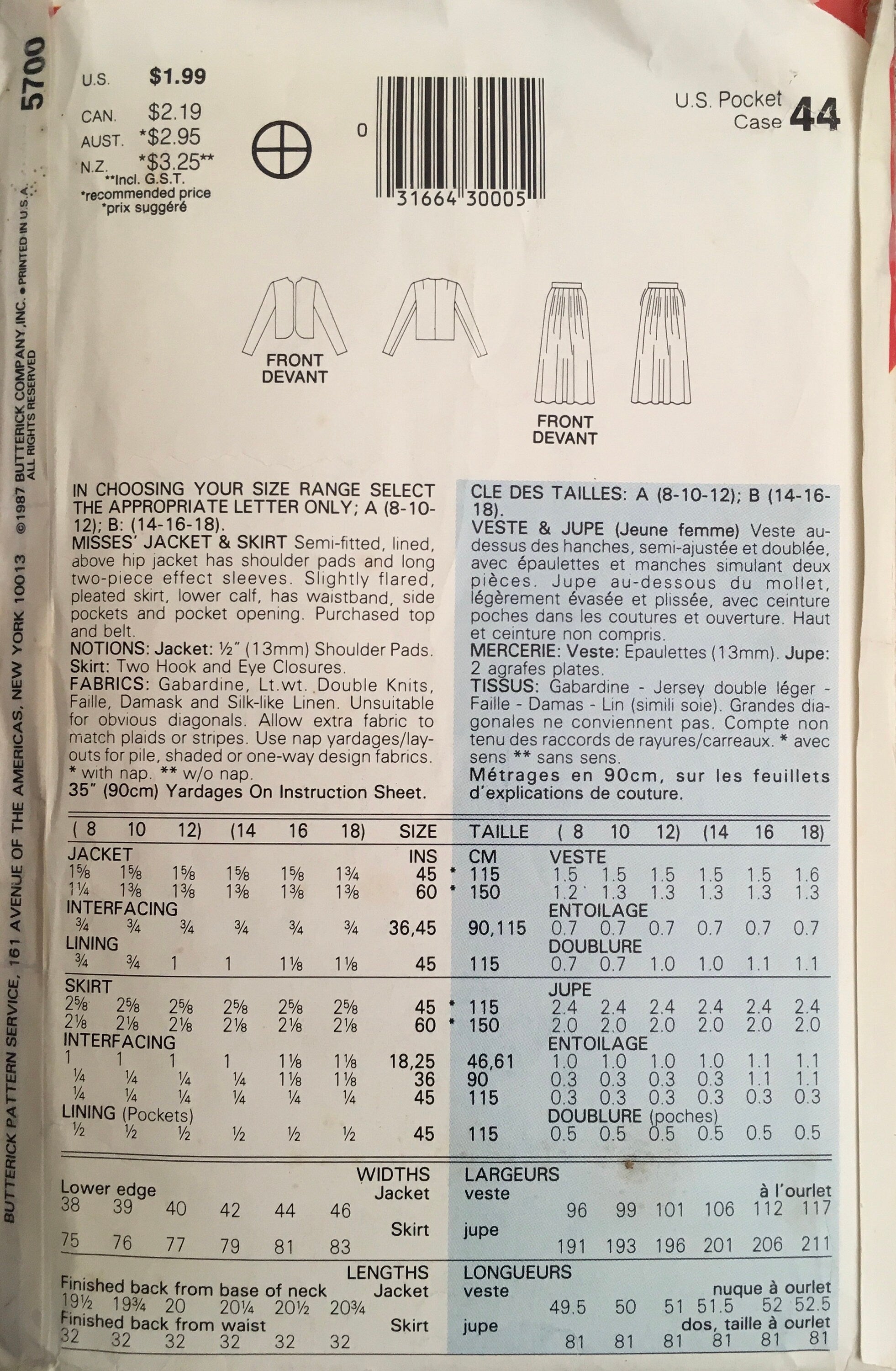 See &amp; Sew 5700 Sewing Pattern (Vintage) UNCUT/CUT