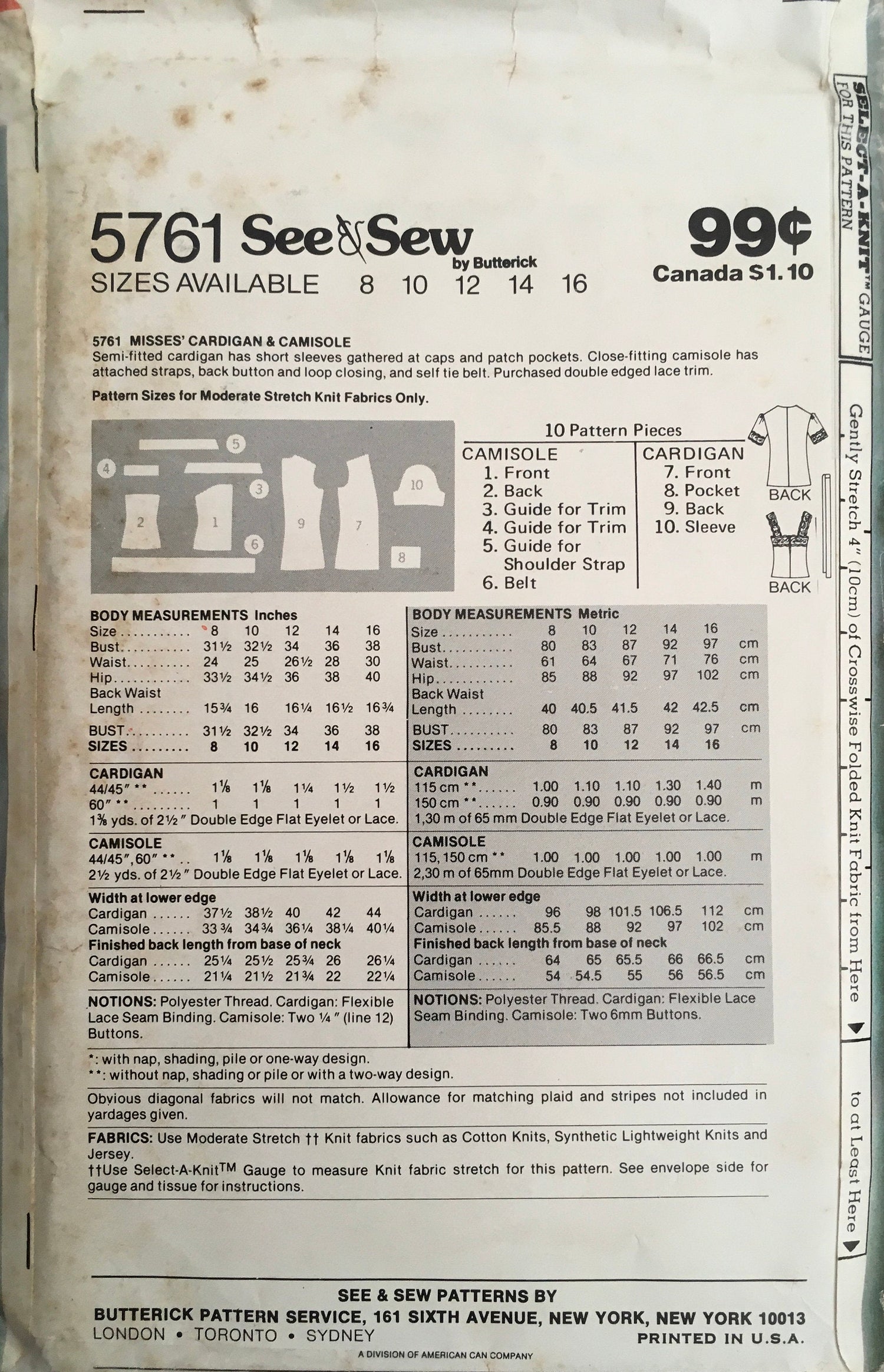 See &amp; Sew 5761 Sewing Pattern (Vintage) CUT