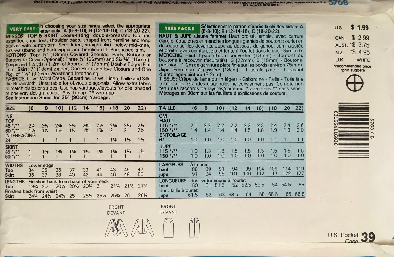 See &amp; Sew 5768 Sewing Pattern (Vintage) CUT