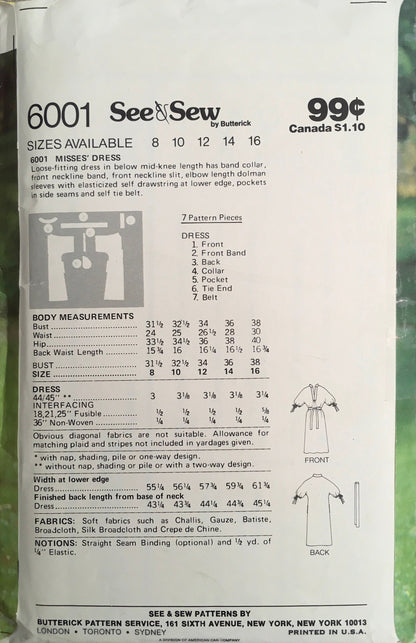 See &amp; Sew 6001 Sewing Pattern (Vintage) CUT