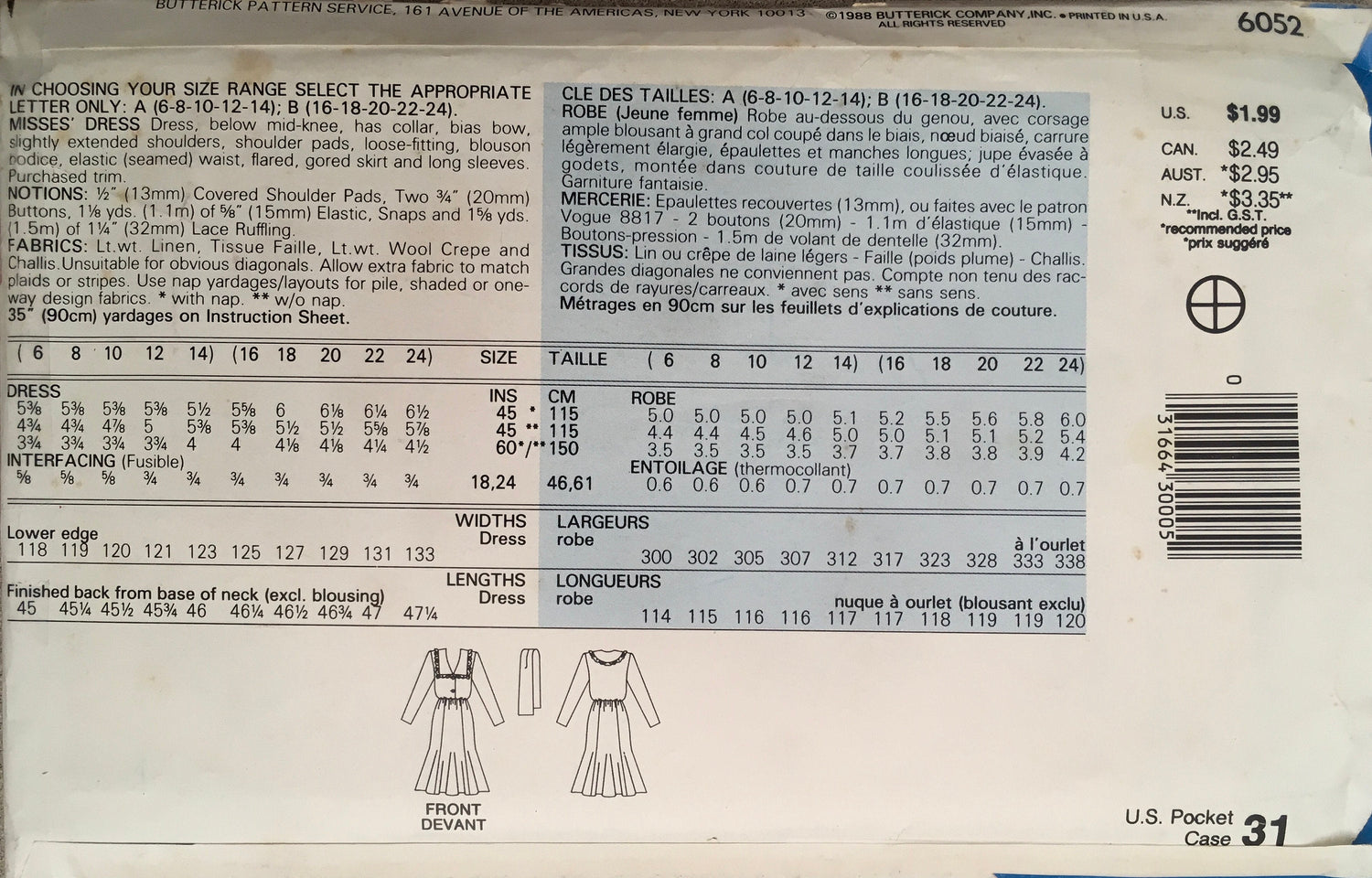 See &amp; Sew 6052 Sewing Pattern (Vintage) CUT