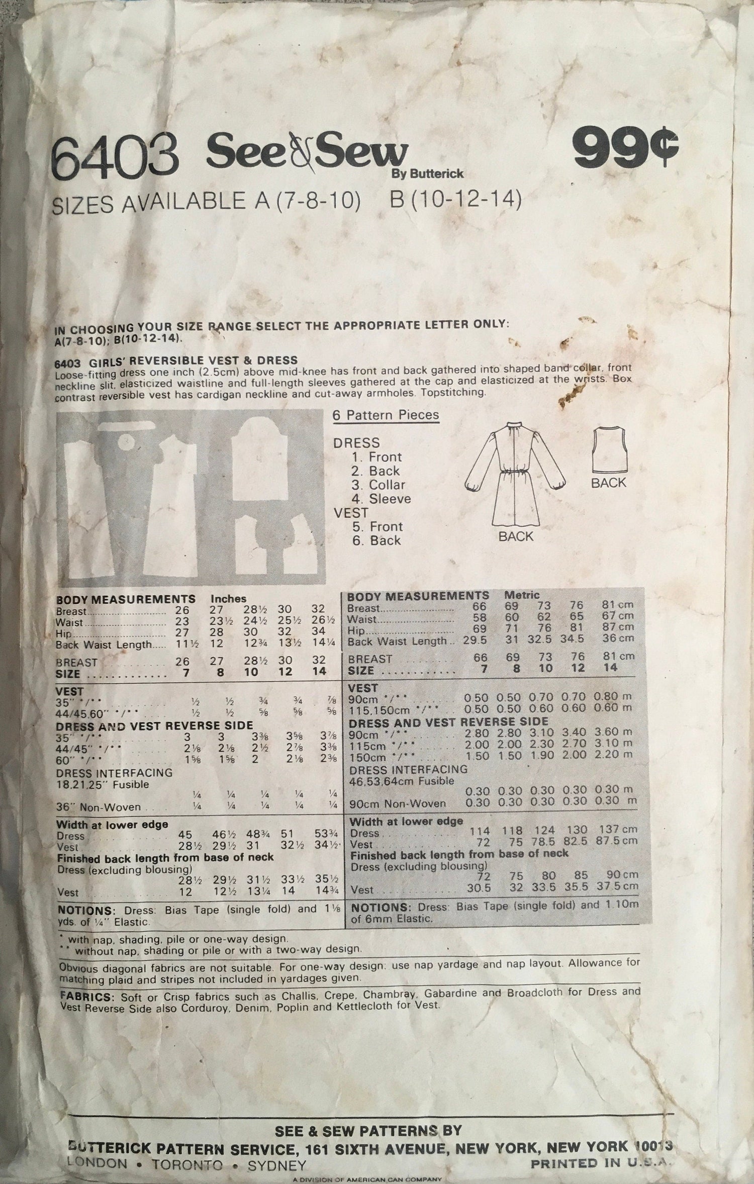 See &amp; Sew 6403 Sewing Pattern (Vintage) CUT