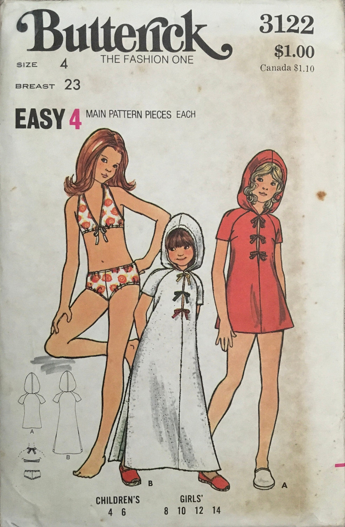 Butterick 3122 Sewing Pattern (Vintage) CUT