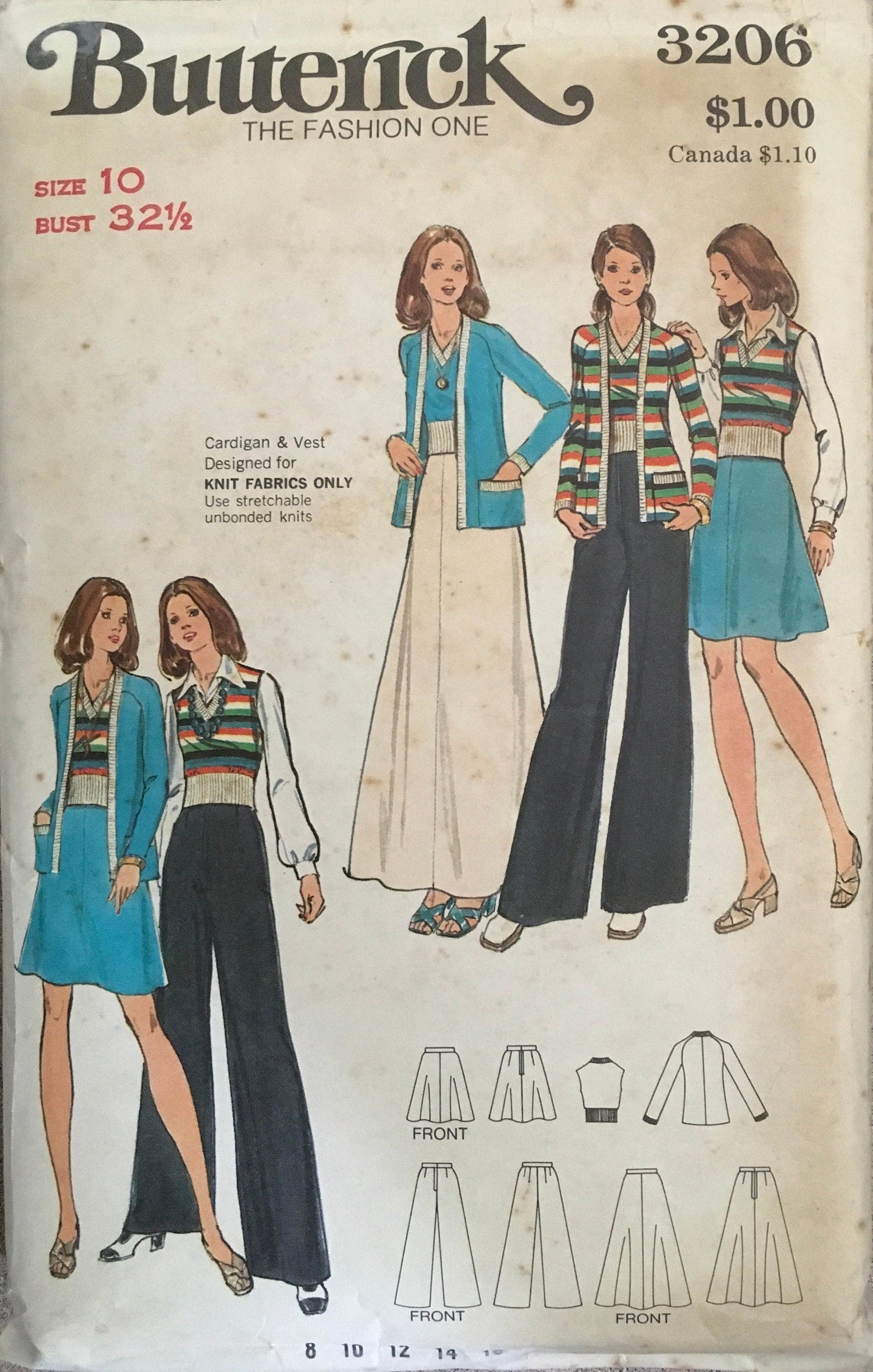 Butterick 3206 Sewing Pattern (Vintage) CUT