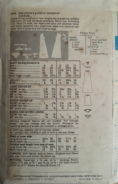 Butterick 4246 Sewing Pattern (Vintage) UNCUT