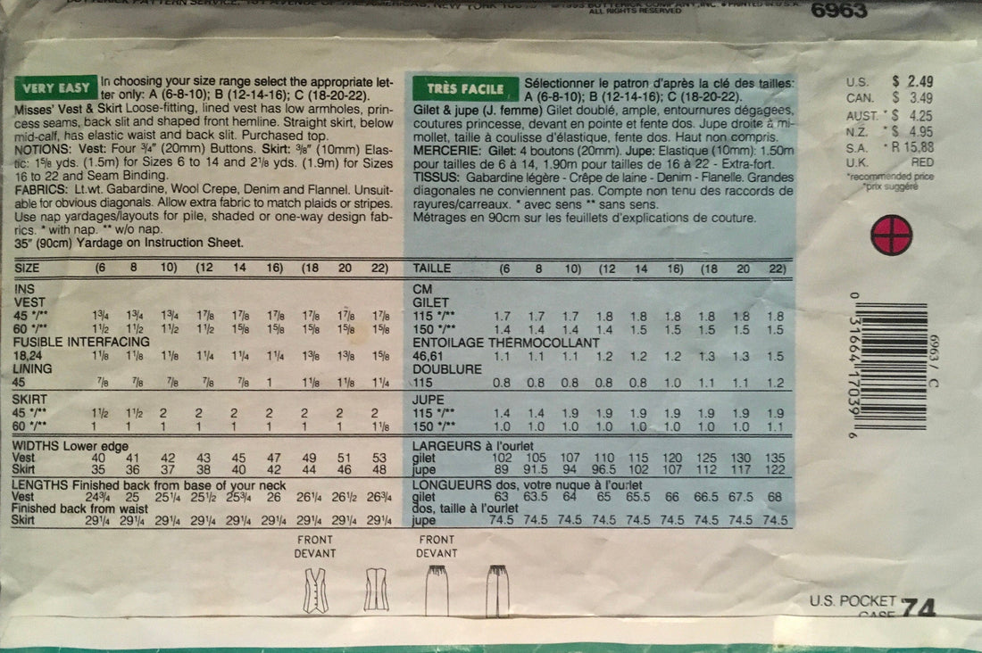 See &amp; Sew 6963 Sewing Pattern (Vintage) UNCUT/CUT