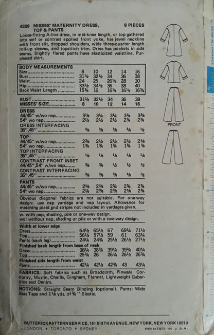 Butterick 4329 Sewing Pattern (Vintage) UNCUT