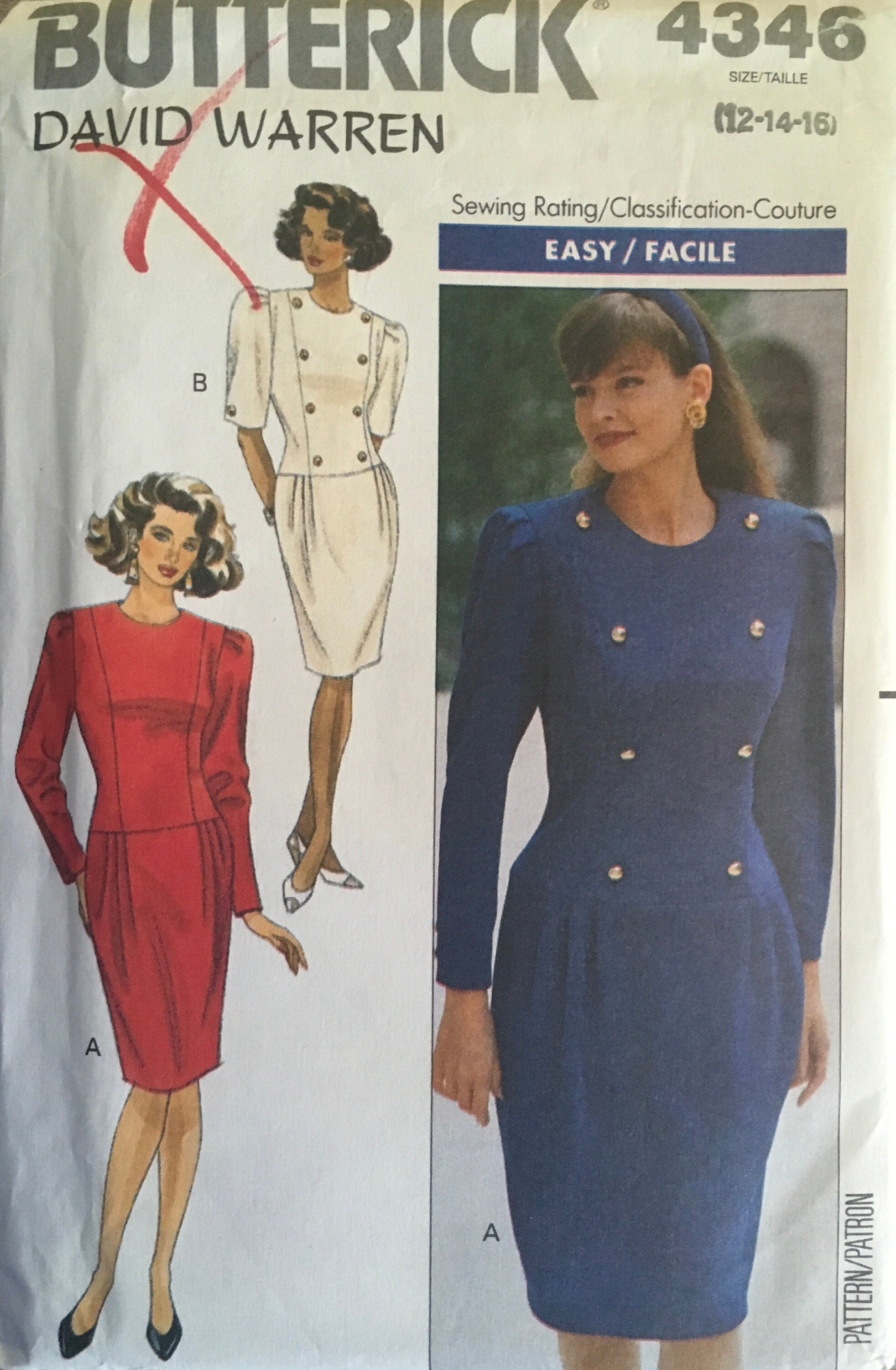 Butterick 4346 Sewing Pattern (Vintage) UNCUT