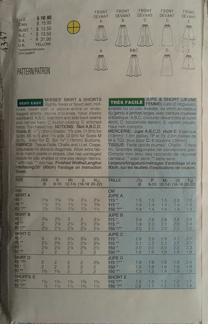 Butterick 4347 Sewing Pattern (Vintage) UNCUT/CUT