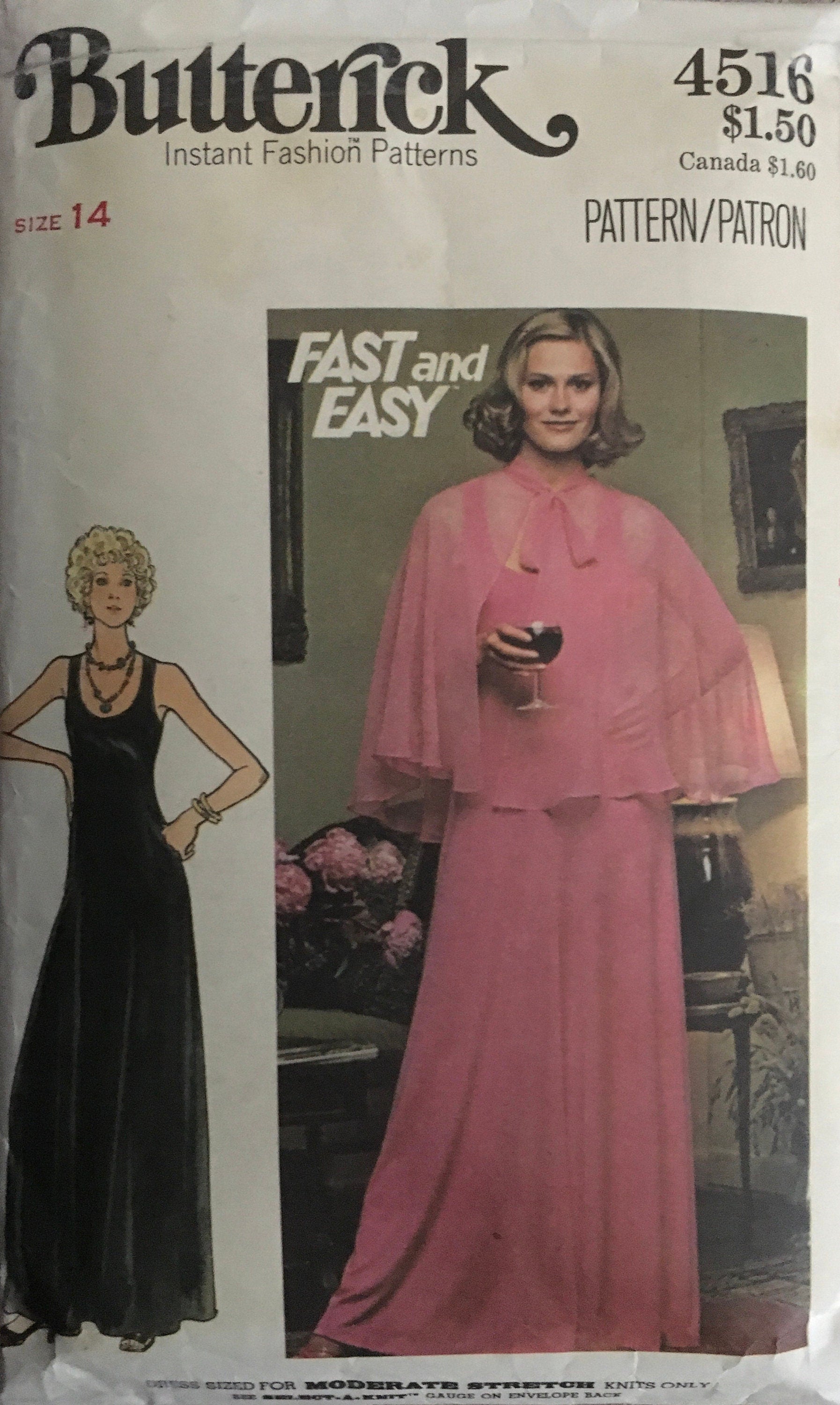 Butterick 4516 Sewing Pattern (Vintage) CUT