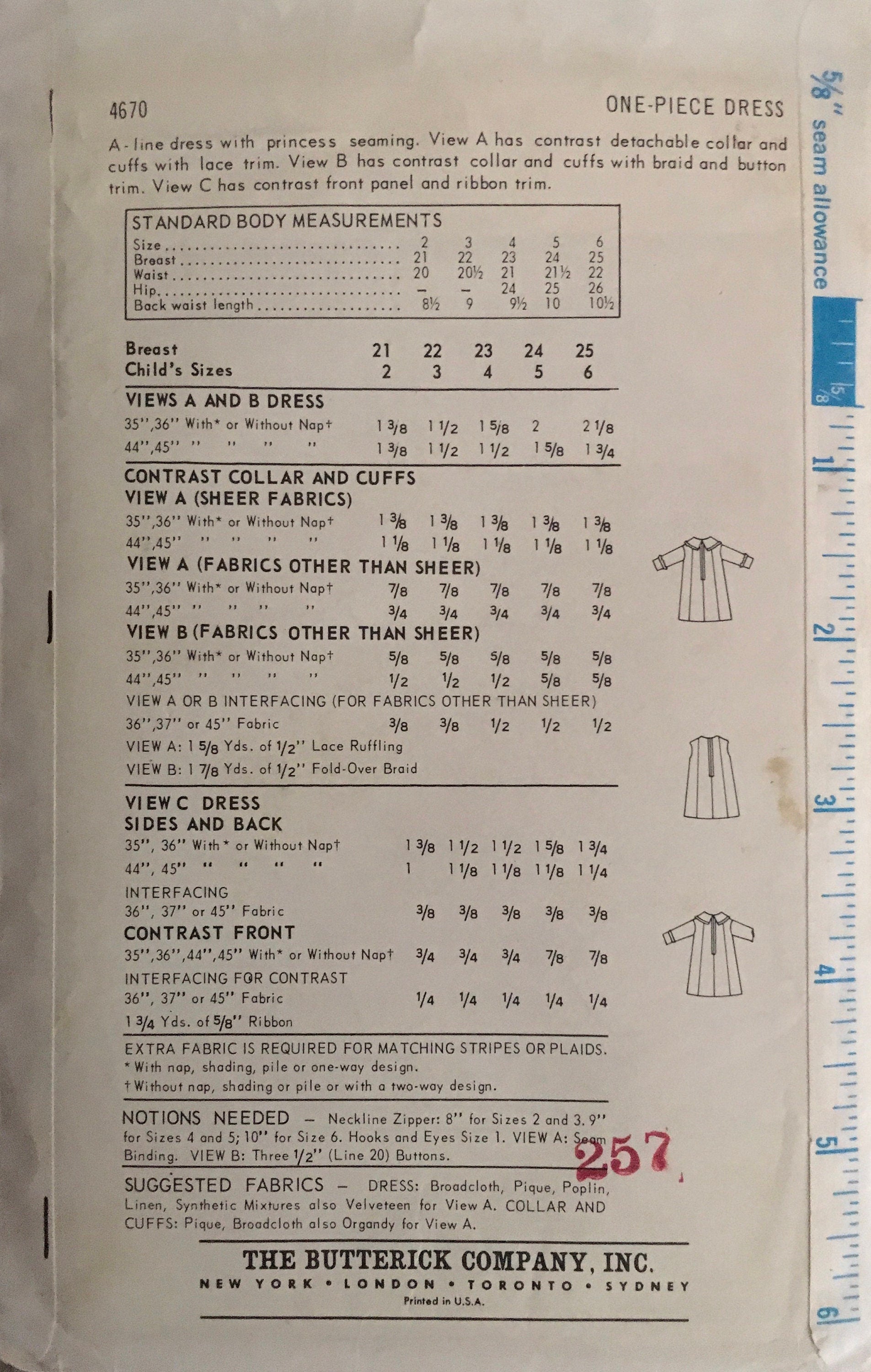 Butterick 4670 Sewing Pattern (Vintage) CUT