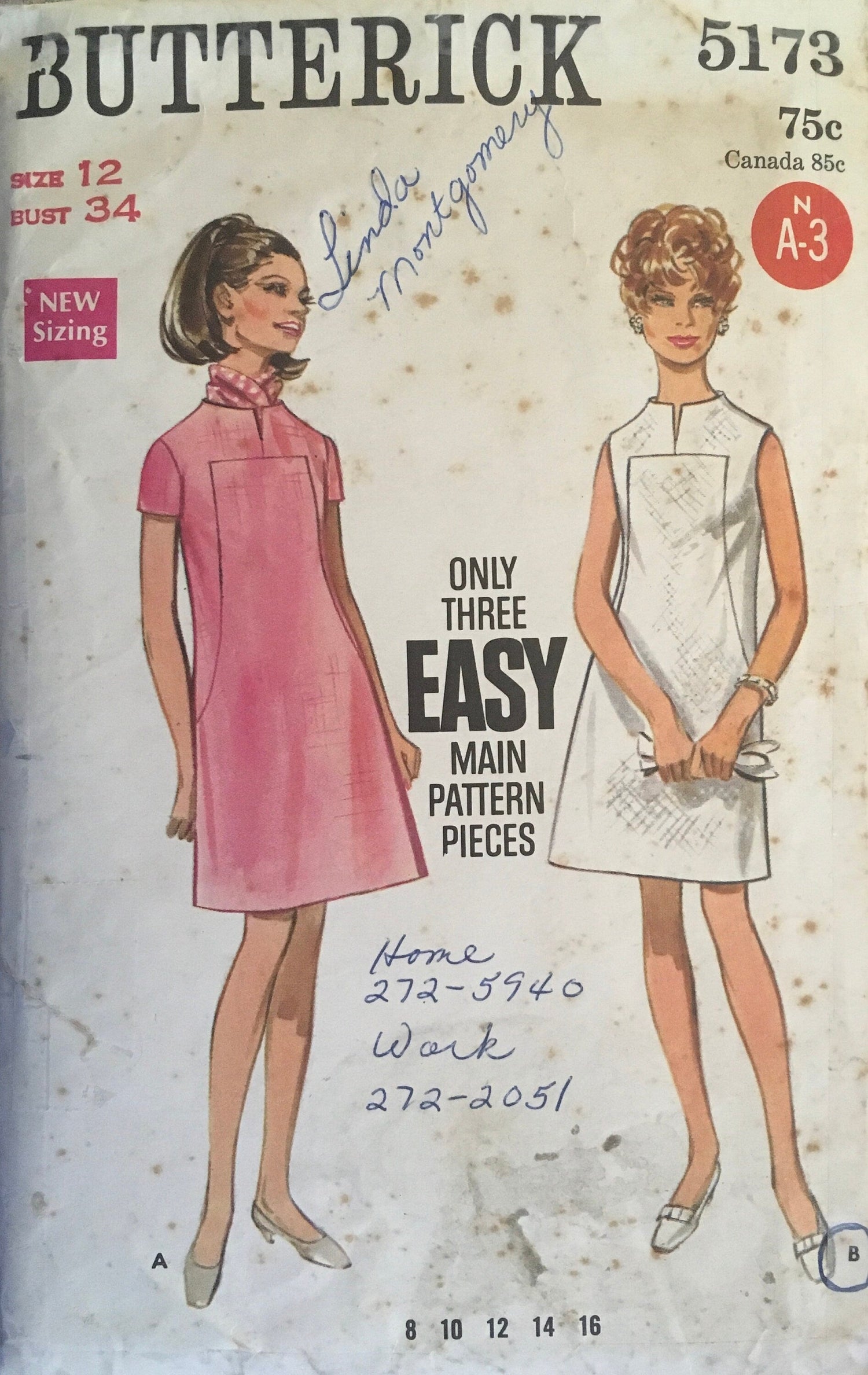 Butterick 5173 Sewing Pattern (Vintage) CUT