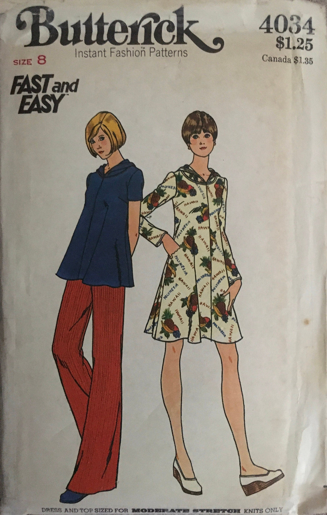 Butterick 4034 Sewing Pattern (Vintage) UNCUT