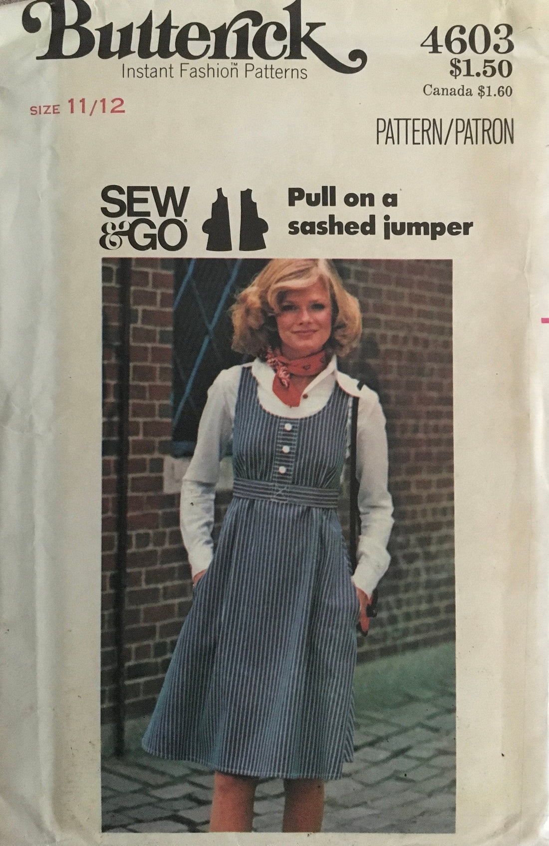 Butterick 4603 Sewing Pattern (Vintage) UNCUT