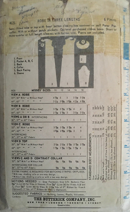 Butterick 4626 Sewing Pattern (Vintage) CUT