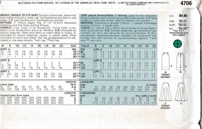 Butterick 4706 Sewing Pattern (Vintage) CUT