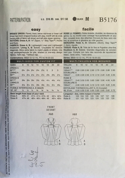 Butterick 5176 Sewing Pattern (Vintage) CUT