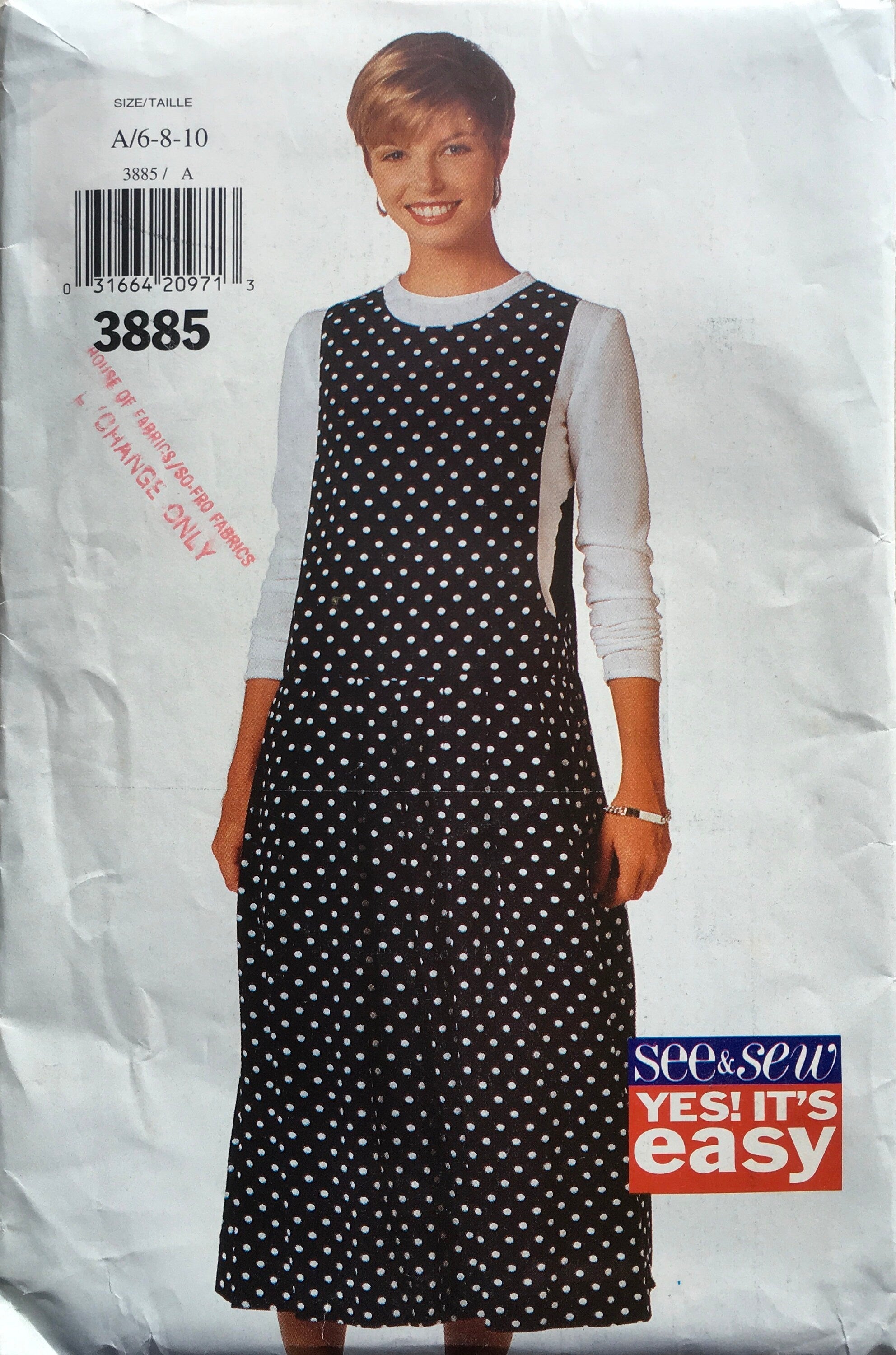 See &amp; Sew 3885 Sewing Pattern (Vintage) UNCUT