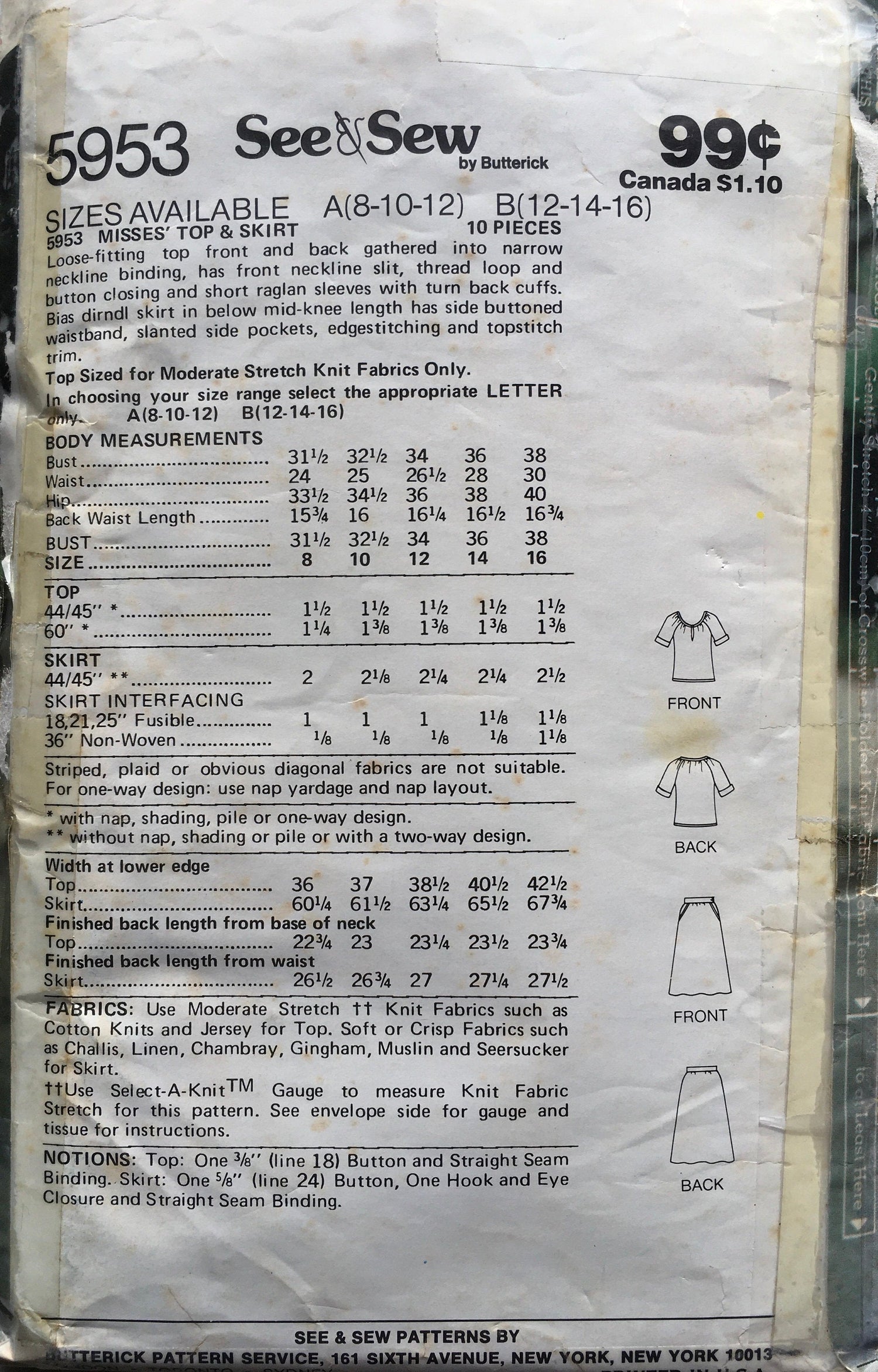 See &amp; Sew 5953 Sewing Pattern (Vintage) CUT