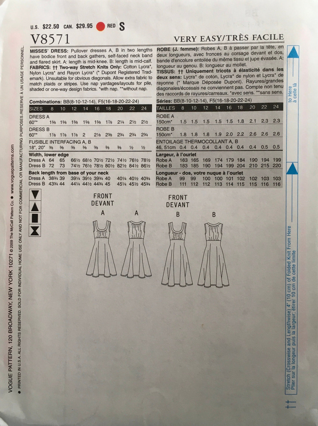 Vogue 8571 Sewing Pattern (Vintage) CUT
