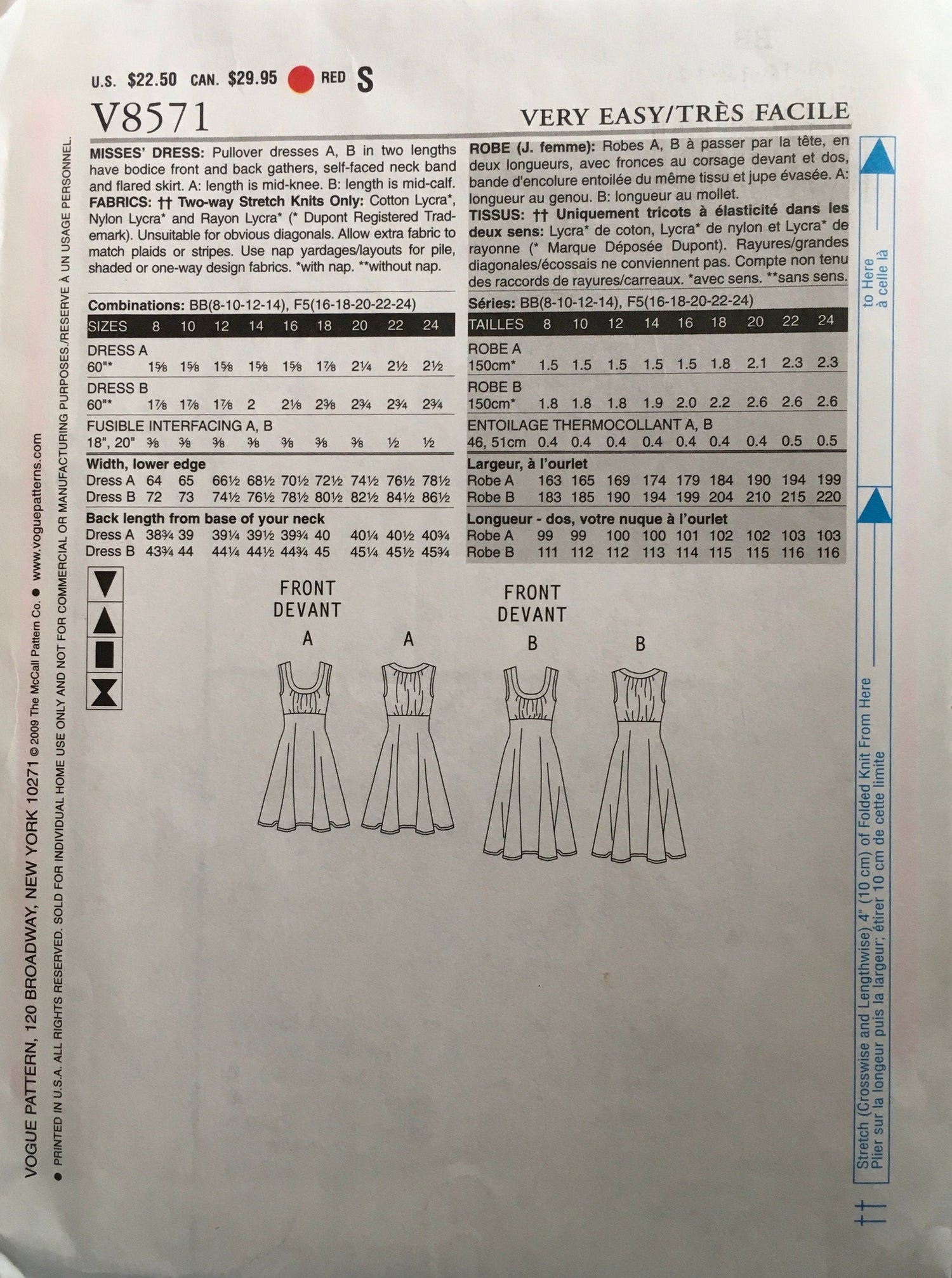 Vogue 8571 Sewing Pattern (Vintage) CUT