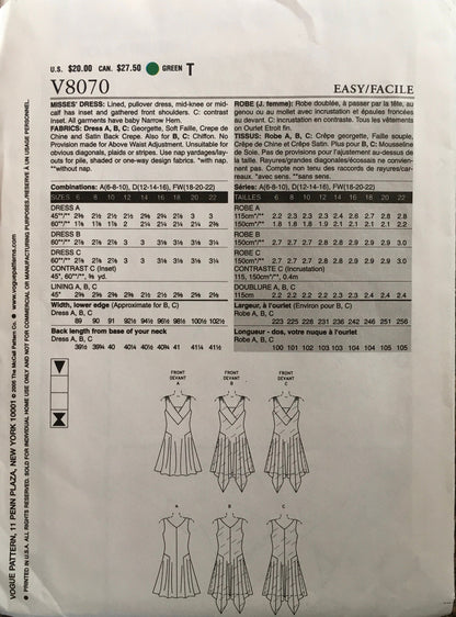 Vogue 8070 Sewing Pattern (Vintage) UNCUT