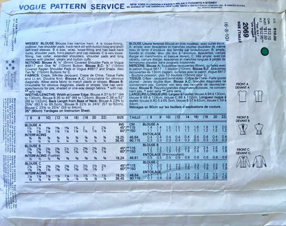 Vogue 2069 Sewing Pattern (Vintage) CUT