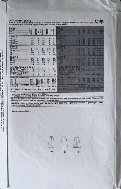 Vogue 7444 Sewing Pattern (Vintage) UNCUT