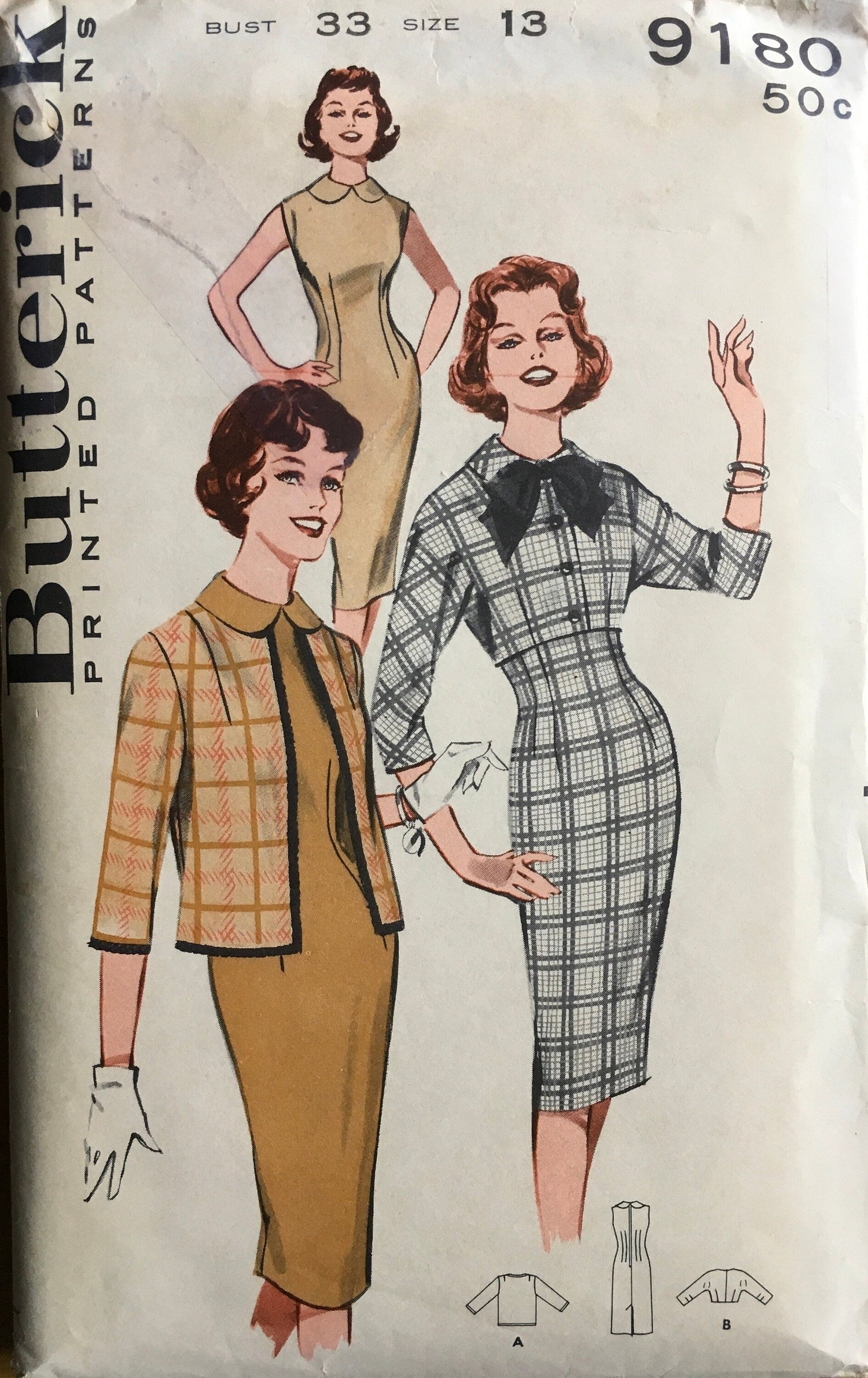 Butterick 9180 Sewing Pattern (Vintage) CUT
