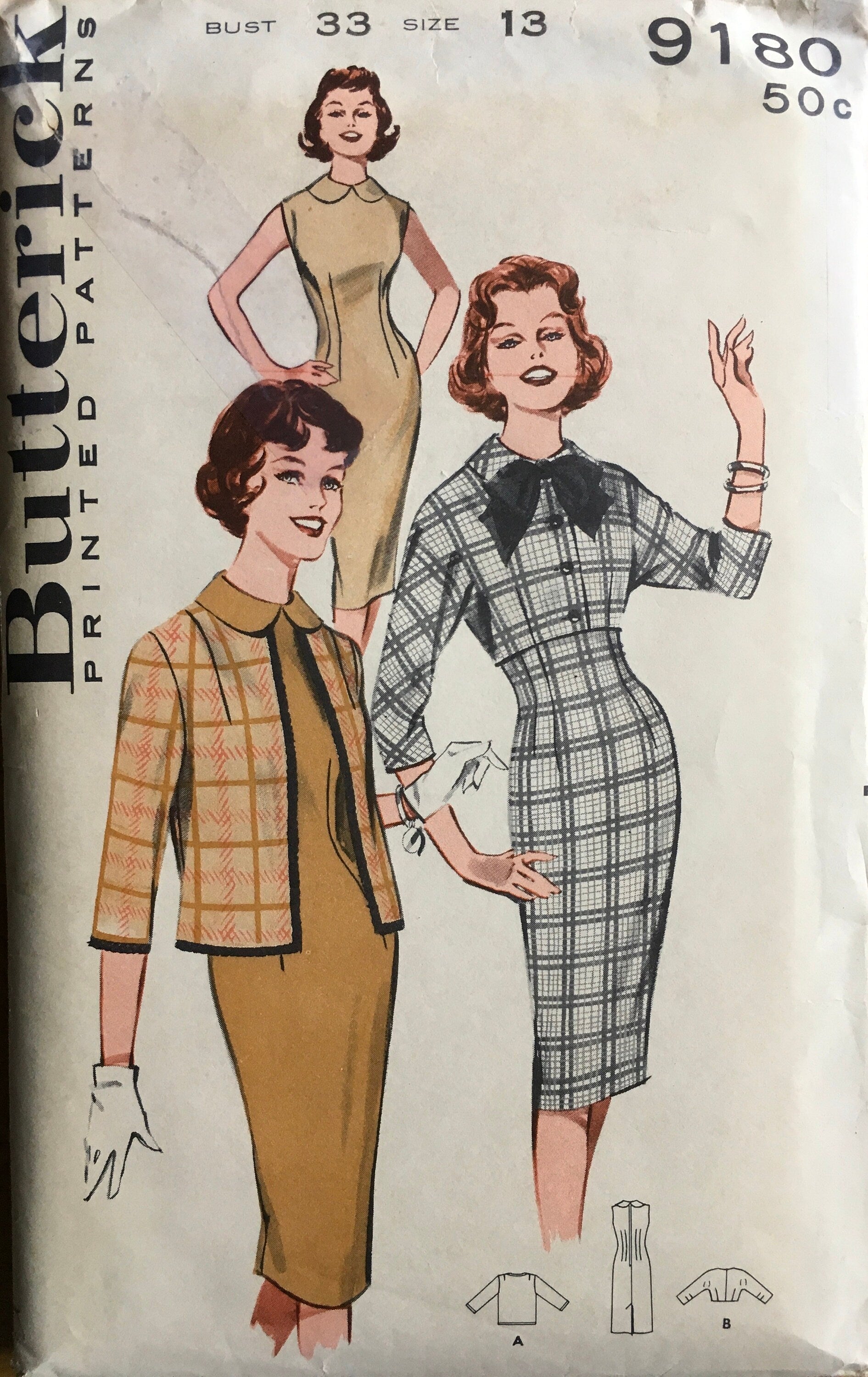 Butterick 9180 Sewing Pattern (Vintage) CUT