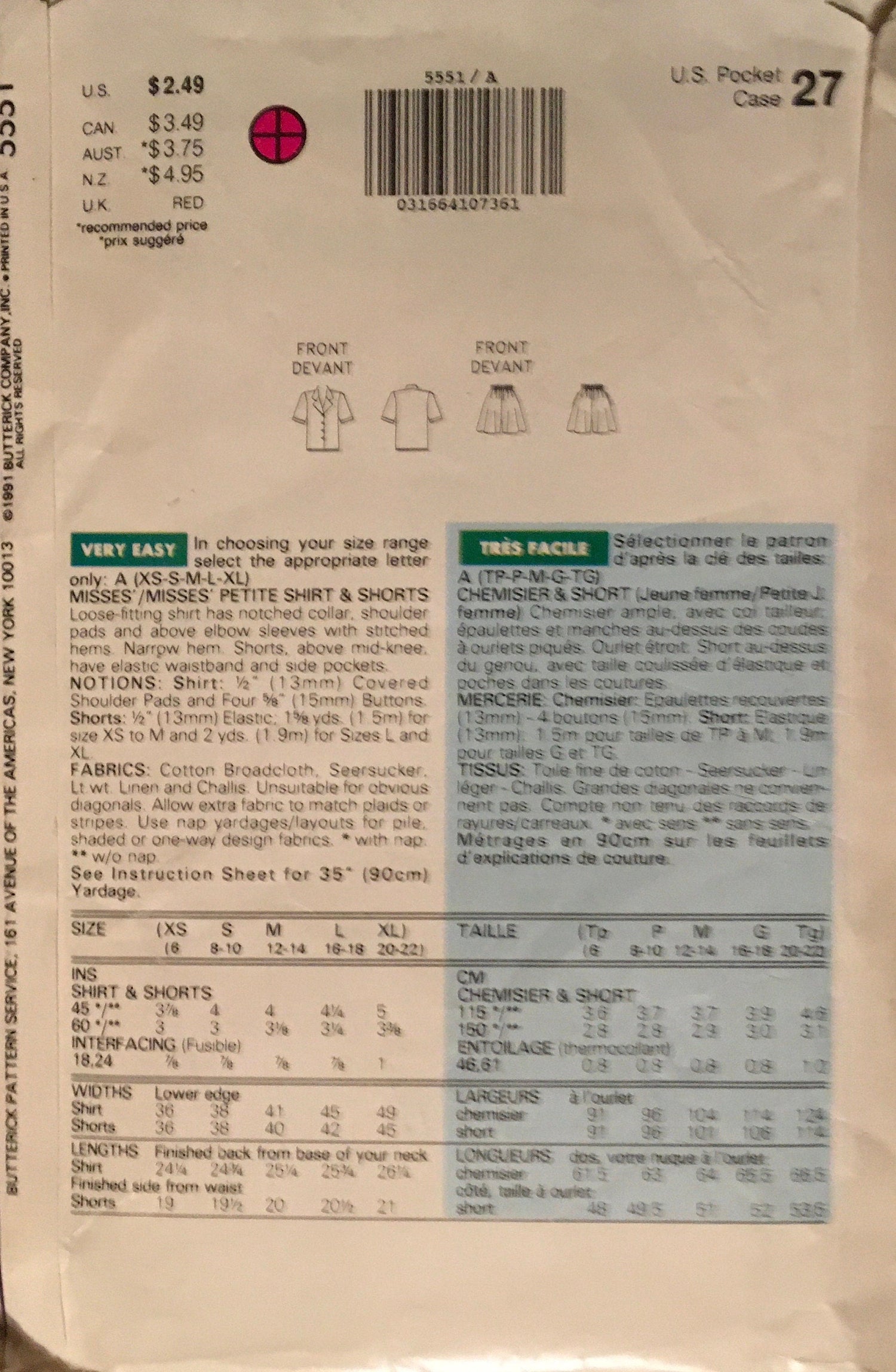 See &amp; Sew 5551 Sewing Pattern (Vintage) UNCUT