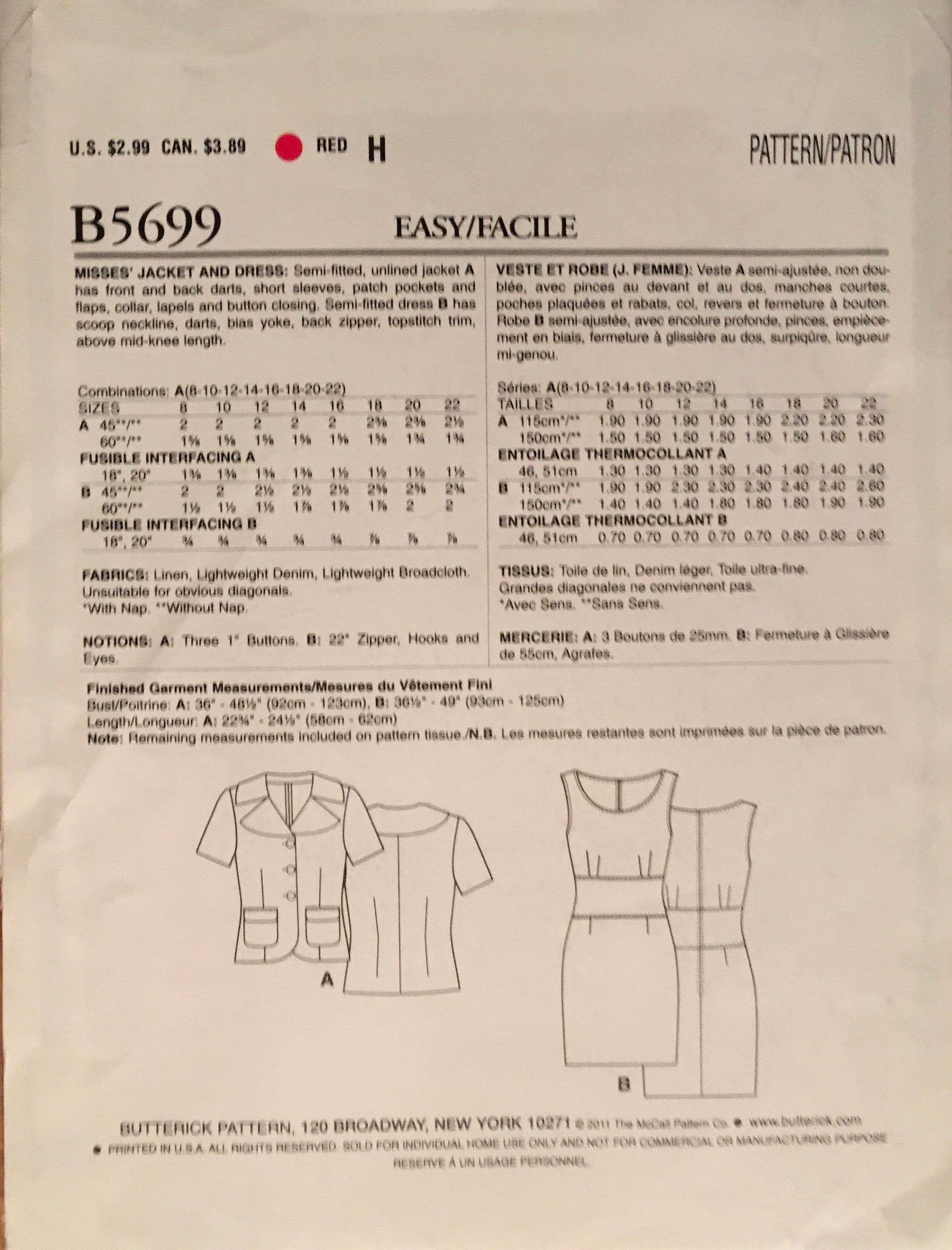 See &amp; Sew 5699 Sewing Pattern (Vintage) UNCUT