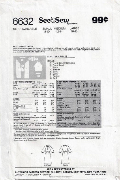 See &amp; Sew 6632 Sewing Pattern (Vintage) UNCUT